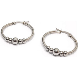 Karma Γυναικεία Σκουλαρίκια Κρίκοι από Ατσάλι Ασημί 2012-121A