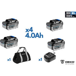DeKo BTCBT-1040 Σετ 4 Μπαταριών Εργαλείων Λιθίου 20V 4Ah BT20XL02-1040 με Φορτιστή 20V