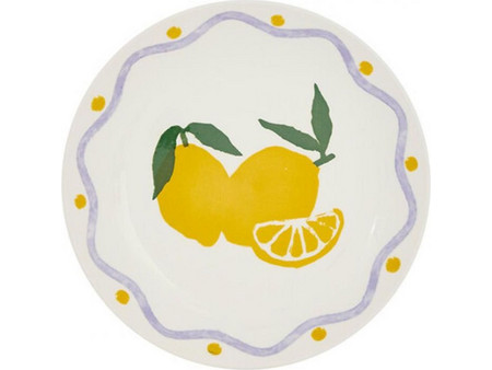 Mastershop Λεμόνια Πιάτο Φρούτου Πορσελάνης 19cm 07.212332C
