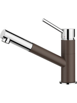 Blanco Kano-S 525043 Μπαταρία Κουζίνας Πάγκου Διπλής Παροχής Ανάμεικτη με Ντουζ Καφέ