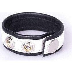 Kiotos Leather Rainbow Cock Strap Ρυθμιζόμενα Δαχτυλίδι Πέους & Όρχεων Μαύρο Λευκό