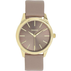 Oozoo Timepieces Γυναικείο Ρολόι με Καφέ Δερμάτινο Λουράκι C11677