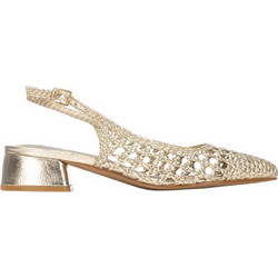 Xti Γόβες Slingback Δερμάτινες με Χοντρό Χαμηλό Τακούνι Χρυσές 145430