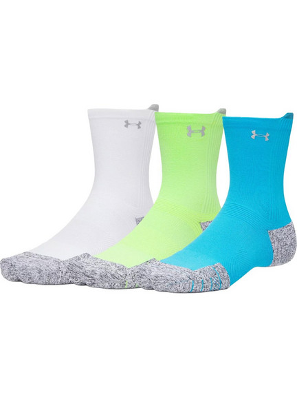Under Armour Ανδρικές Κάλτσες Ψηλές Λευκές Lime Γαλάζιες 3Pack 1387043-419