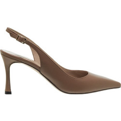Mourtzi Γόβες Slingback Δερμάτινες με Λεπτό Ψηλό Τακούνι Καφέ 75/71602