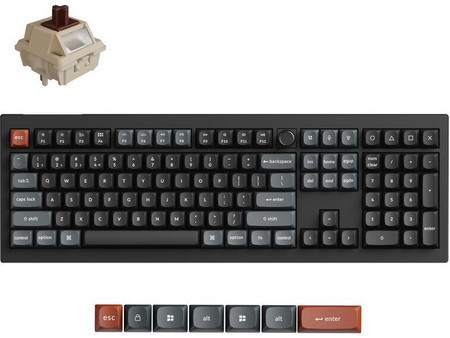 Keychron V6 Ultra 8K Ασύρματο Μηχανικό Gaming Πληκτρολόγιο με Keychron Silk POM Brown Διακόπτες RGB Black