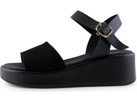 Love4shoes Καλοκαιρινές Γυναικείες Πλατφόρμες Χαμηλές Μαύρες 1500