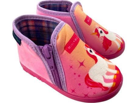 Mini Max Unicorn Χειμερινές Παιδικές Παντόφλες Μποτάκια για Κορίτσι Λιλά Κόκκινες GSILVIA5