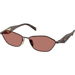 Prada PR50S 22J80W Γυναικεία Γυαλιά Ηλίου Πολυγωνικά Μεταλλικά Μαύρα με Καφέ Φακό