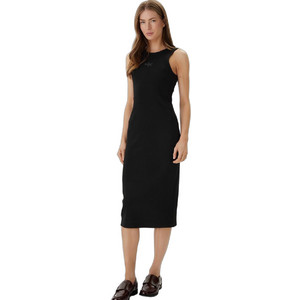 Calvin Klein Midi Καλοκαιρινό Καθημερινό Φόρεμα Ριπ Μαύρο LV047F242G-UB1