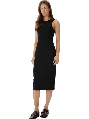 Calvin Klein Midi Καλοκαιρινό Καθημερινό Φόρεμα Ριπ Μαύρο LV047F242G-UB1