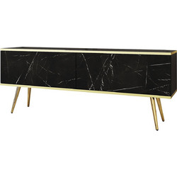 LH-homefurniture Έπιπλο Τηλεόρασης Μάρμαρο Μαύρο Μ135xΠ53xΥ32cm oro 6962H884