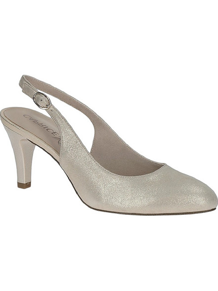 Caprice Ανατομικές Γόβες Slingback Δερμάτινες με Λεπτό Ψηλό Τακούνι Χρυσές 9-29606-42-978