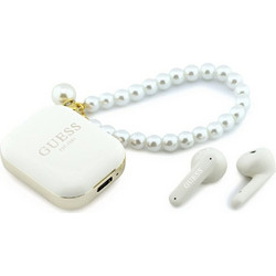 Guess Pearl Strap Ακουστικά Bluetooth In Ear Ανθεκτικά στο Νερό White