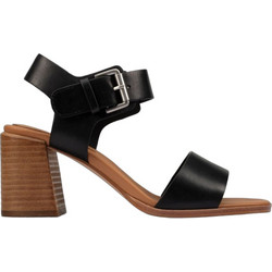 Clarks Landra70 Γυναικεία Πέδιλα Δερμάτινα Μαύρα με Χοντρό Ψηλό Τακούνι 26157402