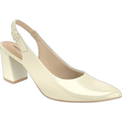 Piccadilly Ανατομικές Γόβες Slingback Λουστρίνι με Χοντρό Ψηλό Τακούνι Λευκές 745145-40
