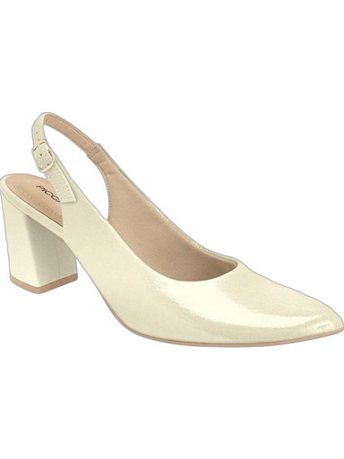 Piccadilly Ανατομικές Γόβες Slingback Λουστρίνι με Χοντρό Ψηλό Τακούνι Λευκές 745145-40