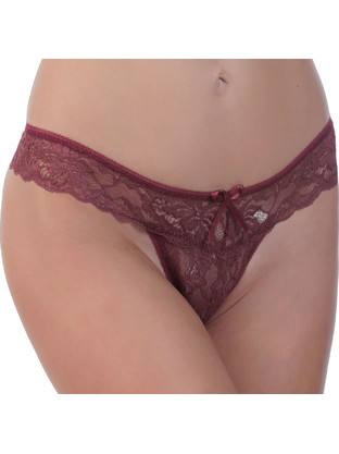 Mei Γυναικείο Sexy String με Δαντέλα Μπορντό 1110