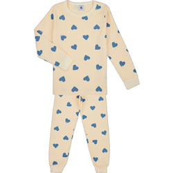 Petit Bateau Παιδική Πιτζάμα Βαμβακερή Χειμωνιάτικη Μπεζ Γαλάζια A0BDA-01