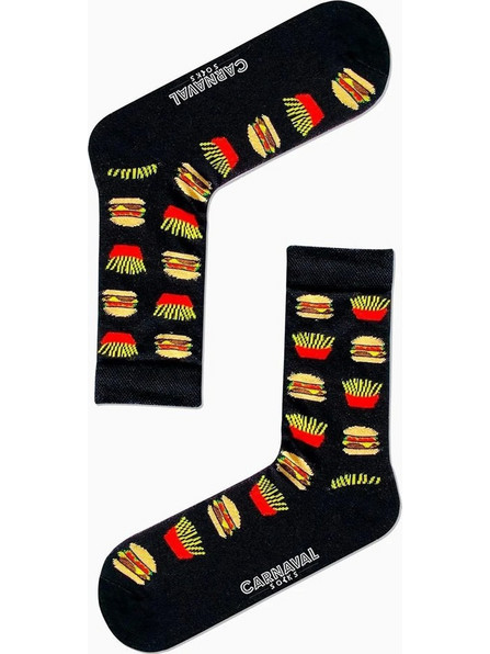 Carnaval Fast Food Βαμβακερές Ανδρικές Κάλτσες Ψηλές με Σχέδια Μαύρες 1080-11