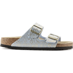 Birkenstock Arizona Δερμάτινα Γυναικεία Σανδάλια Ανατομικά Ασημί 1021463
