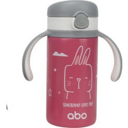 Abo Bunny Παιδικό Παγούρι Θερμός Ανοξείδωτο BPA Free με Καλαμάκι Φούξια 280ml