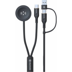 Swissten USB-C 2in1 Φορτιστής Smartwatch για Samsung Watch Black