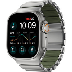 Nomad Stratos Titanium FKM Λουράκι Μεταλλικό Natural / Forest (Apple Watch 42 / 44 / 45 / 46 / 49mm)