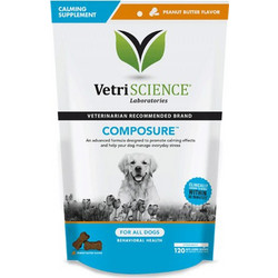 VetriScience Calm & Confident Peanut Butter Συμπλήρωμα Διατροφής Σκύλου για Διαχείριση Άγχους & Στρες 120 Δισκία