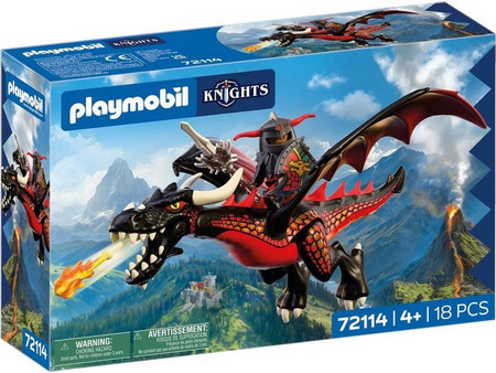 Playmobil Knights Μαύρος Δράκος & Ιππότης για 4+ Ετών 72114