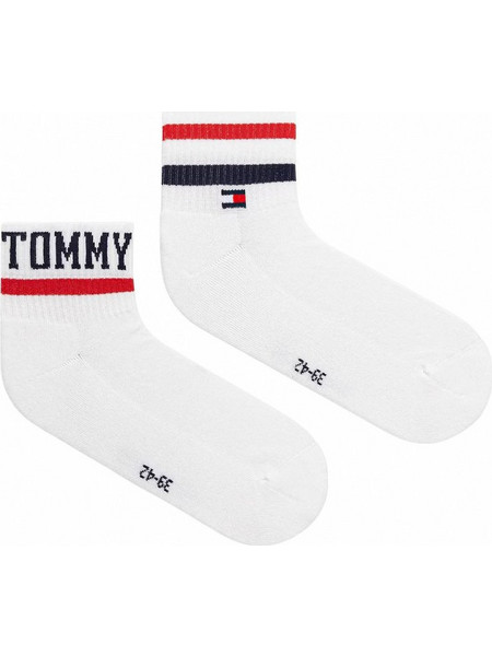 Tommy Hilfiger Ανδρικές Κάλτσες Κοντές με Σχέδια Λευκές 2Pack 701236467-001