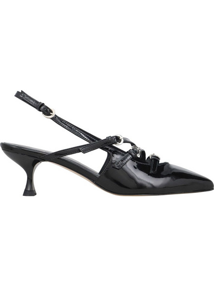 Haralas Γόβες Slingback Λουστρίνι με Λεπτό Χαμηλό Τακούνι Μαύρες 2020-01
