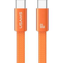 Usams SJ783 Braided Flat USB-C to USB-C 60W 1.2m Orange