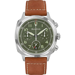 Bulova Military Ανδρικό Ρολόι Χρονογράφος με Καφέ Δερμάτινο Λουράκι 96B482