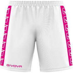 Givova Pantaloncino Poly Αθλητική Ανδρική Βερμούδα Λευκή Ροζ BA03