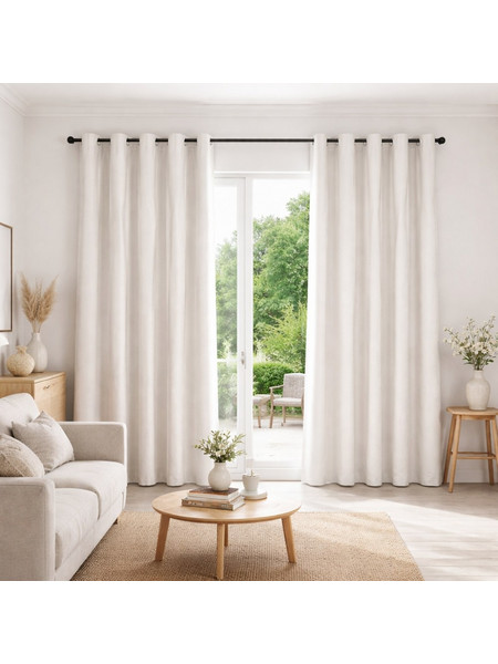My Home Luxury Κουρτίνα Συσκότισης Βελουτέ με Τρουκς 280x270 A907-8 Λευκή Εκρού