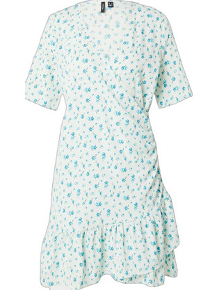 Vero Moda Mini Καλοκαιρινό Καθημερινό Φόρεμα Floral Κρουαζέ Λευκό 10309164