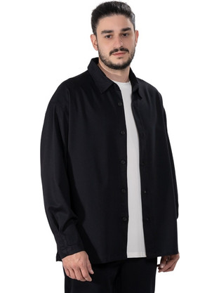 Twin Black Ανδρικό Πουκάμισο Μακρυμάνικο Overshirt Μαύρο 04-056