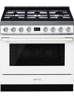 Smeg CPF9GPWH Κουζίνα Ηλεκτρική 115lt με Εστίες Αερίου & Πυρόλυση 90cm