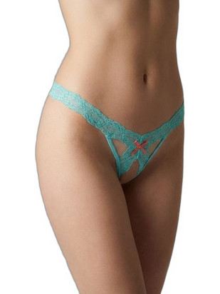 Milena By Paris Γυναικείο Sexy String Αυτοκινήτου με Δαντέλα Τιρκουάζ 6973