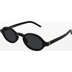 Saint Laurent SLM161 001 Ανδρικά Γυαλιά Ηλίου Οβάλ Κοκάλινα Μαύρα με Μαύρο Φακό