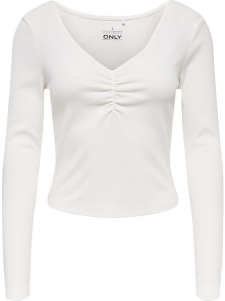 Only Betty Γυναικείο Χειμερινό Crop Top Βαμβακερό Λευκό 15365756