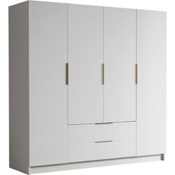 PoliHome Τετράφυλλη Ντουλάπα Ρούχων Sofia Λευκή 200x60x216cm 163049049