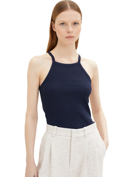 Tom Tailor Γυναικείο Καλοκαιρινό Top Ριπ Navy Μπλε 1035368-10668