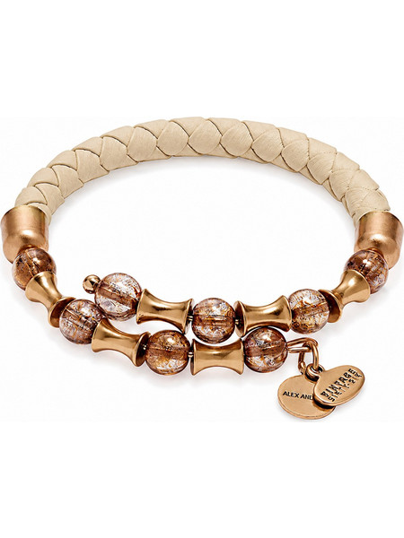 Alex and Ani Γυναικείο Βραχιόλι από Δέρμα Ροζ Χρυσό VW492RG