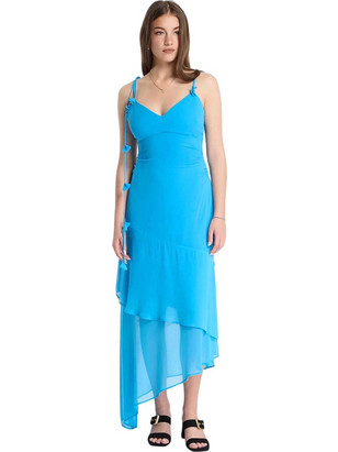 Guess Stefani Midi Καλοκαιρινό Φόρεμα για Γάμο / Βάπτιση Μπλε W6GKADW2526-A74O