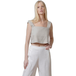 AGGEL Γυναικείο Καλοκαιρινό Crop Top Μπεζ SS31545KF-39
