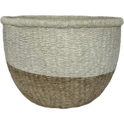 Supergreens Aelia Weave Γλάστρα Στρογγυλή Τσιμεντένια Μπεζ 45x30.3cm 8080-8