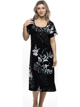 Galaxy Midi Καλοκαιρινό Καθημερινό Φόρεμα Floral Μαύρο 624-26L