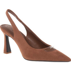 DKNY Γόβες Suede Slingback με Λεπτό Ψηλό Τακούνι Καφέ K3630256-WAL